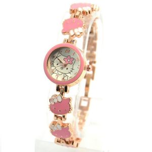 Ženska dekliška ročna ura hello kitty kovinska roza
